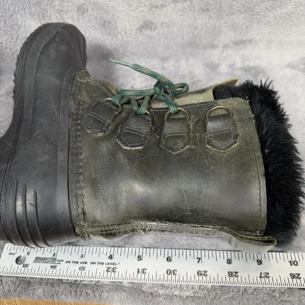 Sorel Badger Winter Boots Womens 7 Olive Leather Waterproof Snow Boots Canada
